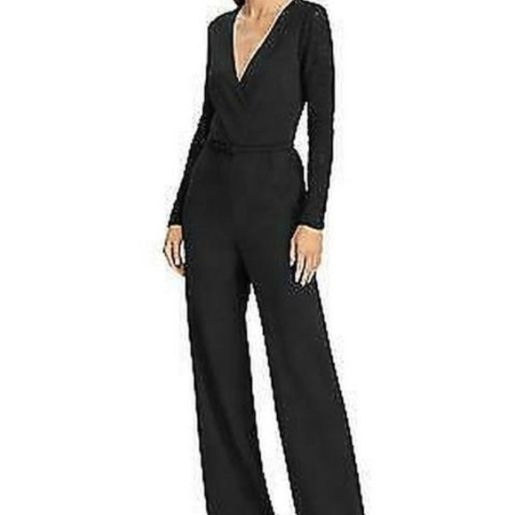LAUREN Ralph Lauren Lace-Paneled Jersey Jumpsuit- Black/Size 12